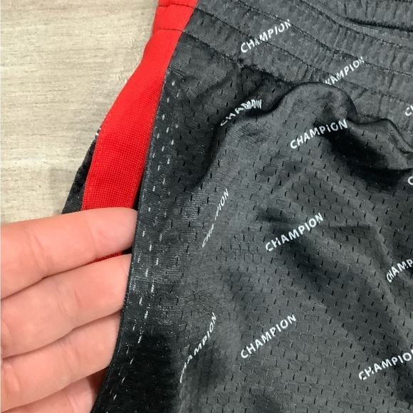 Mens Champion Large Shorts Logo Black Red Basketball Jersey Mesh Drawstring NWOT - Picture 6 of 10